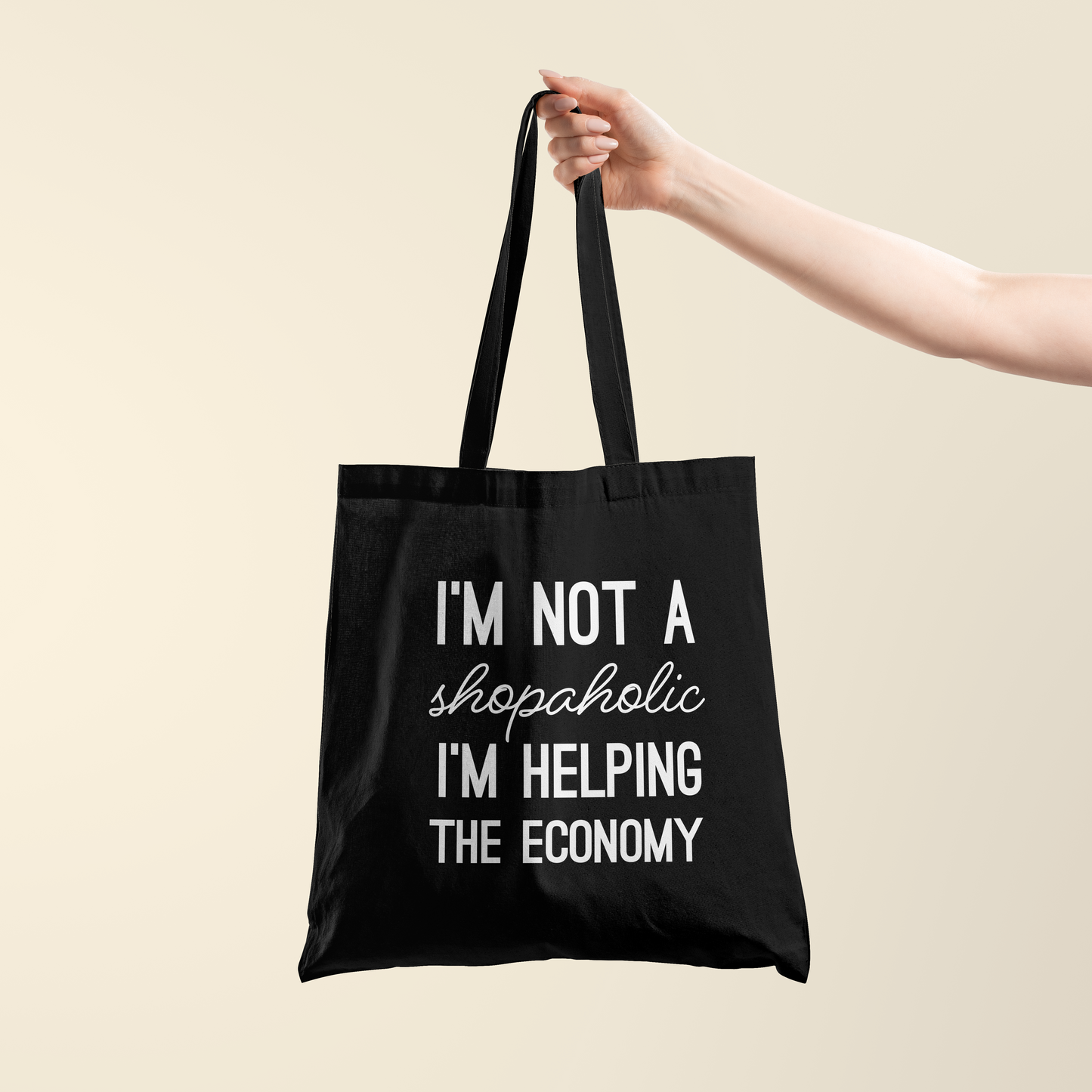 Tote bag - I'm not a shopaholic - Zwart