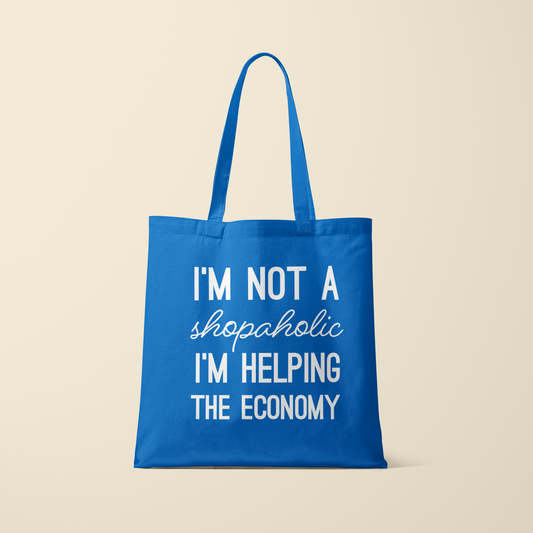 Tote bag - I'm not a shopaholic - Korenbloem blauw