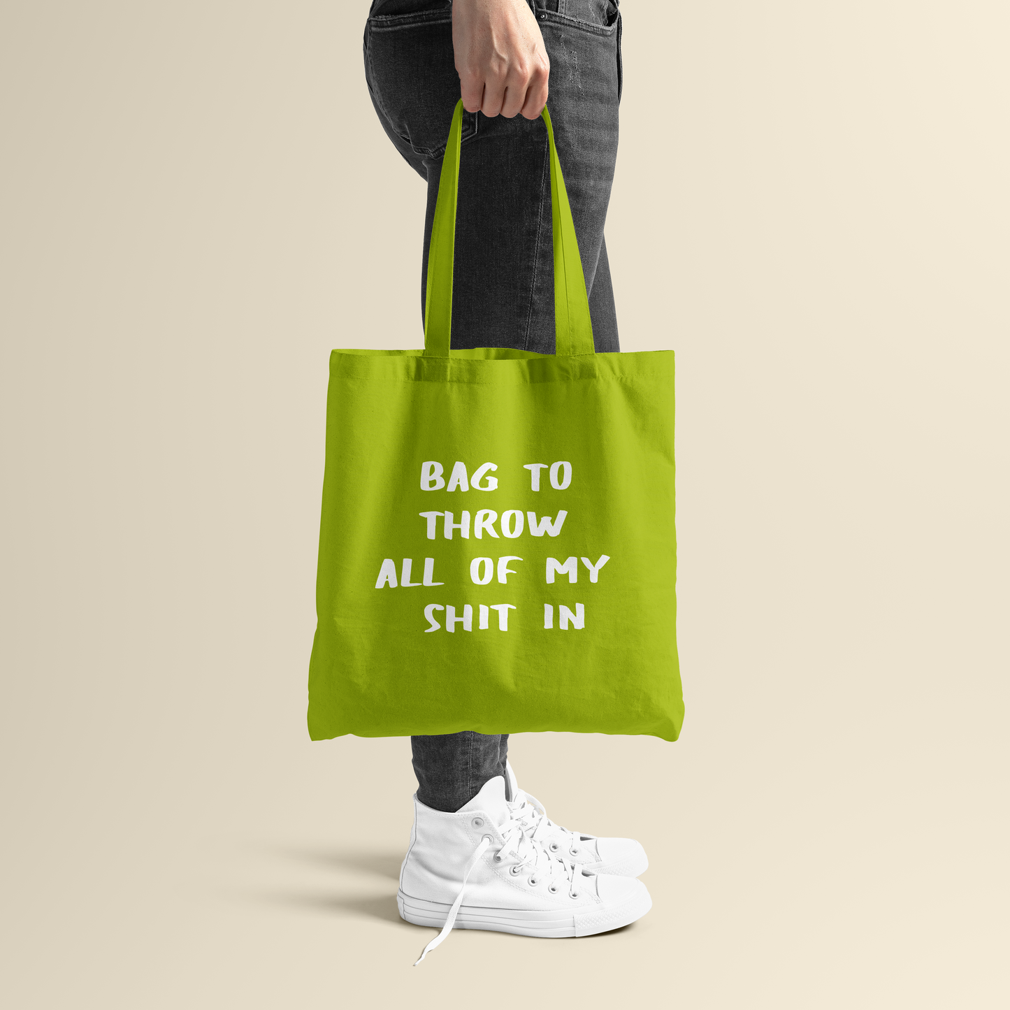 Totebag - Throw shit - Kiwi groen