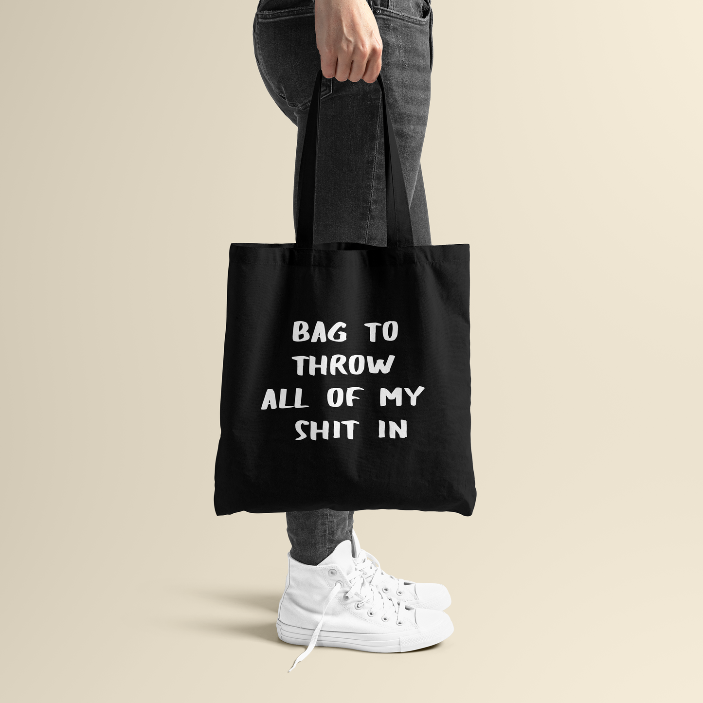 Totebag - Throw shit - zwart