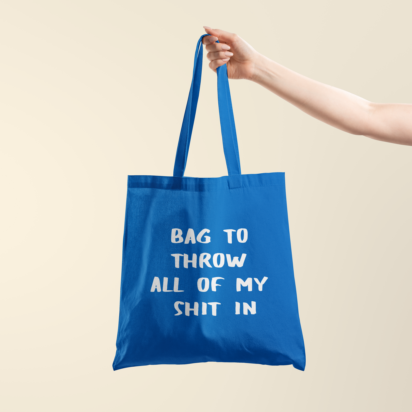 Totebag - Throw shit - Korenbloem blauw