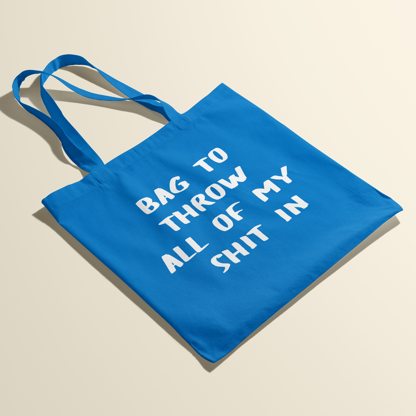 Totebag - Throw shit - Korenbloem blauw