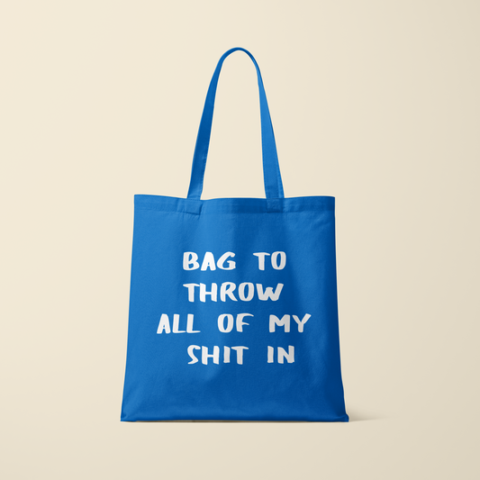 Totebag - Throw shit - Korenbloem blauw