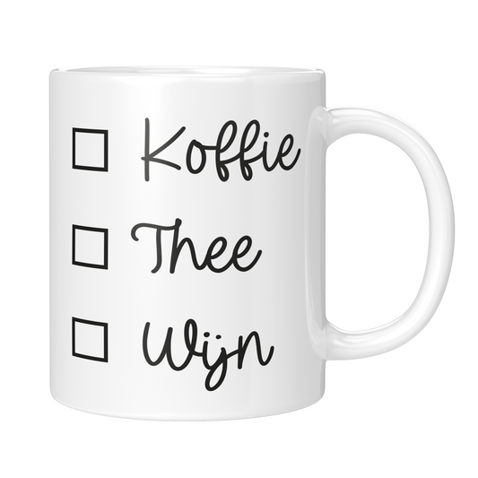 Mok aankruisvakken Koffie, thee of wijn