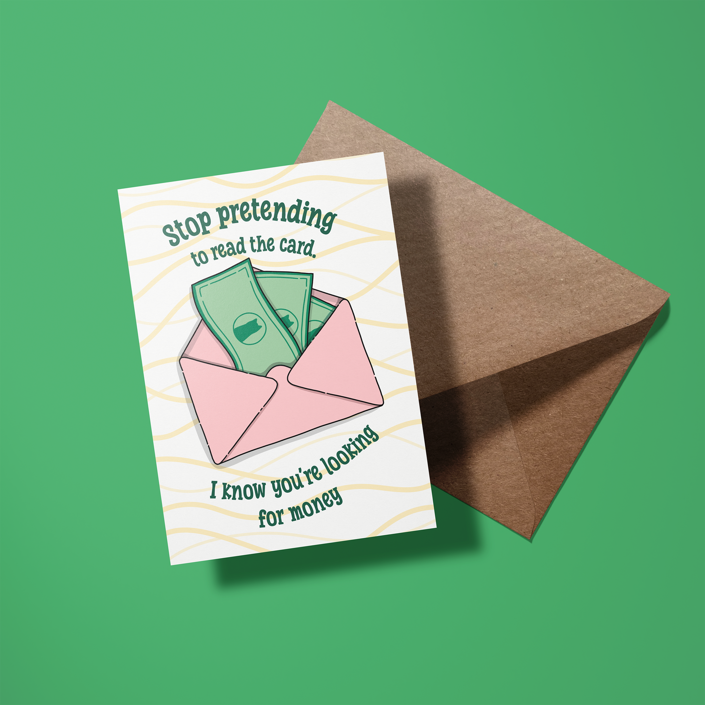 Wenskaart verjaardag - Looking for money