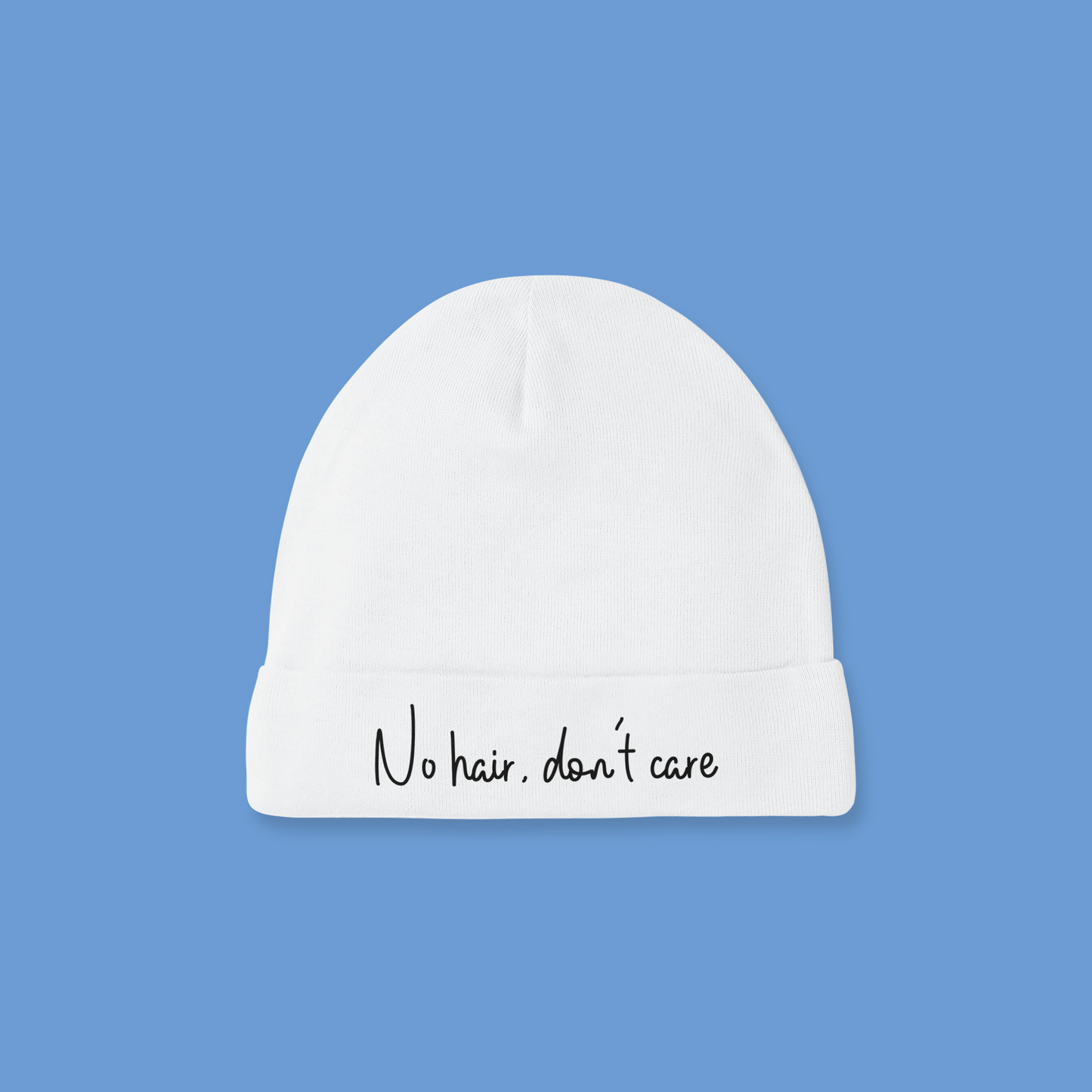 Babymuts “No hair don’t care” – 100% Katoen