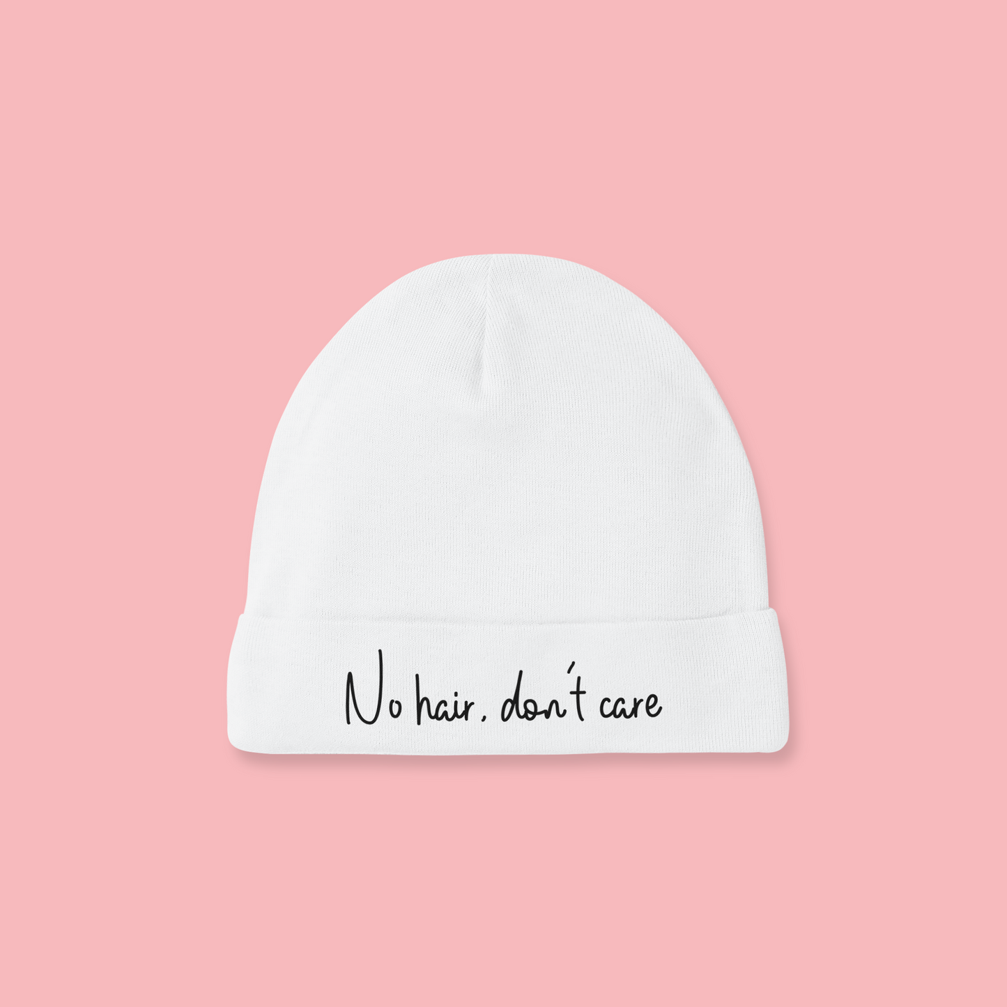 Babymuts “No hair don’t care” – 100% Katoen