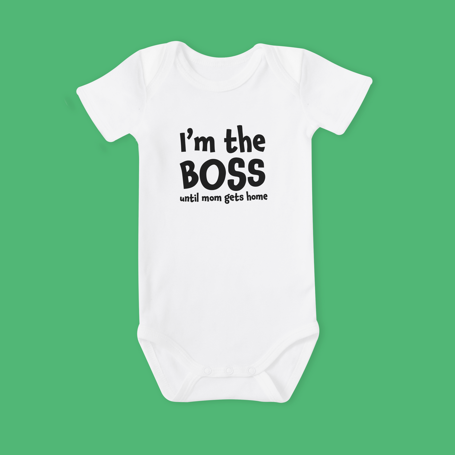 Romper korte mouw wit met hilarische tekst - I'm the boss until mom gets home