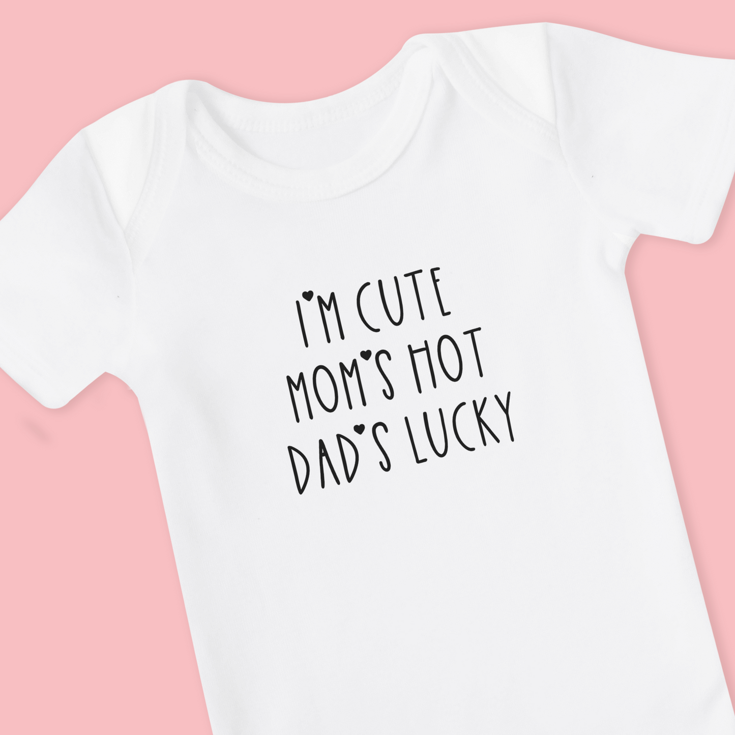 Baby romper wit korte mouw met schattige tekst - Cute hot lucky